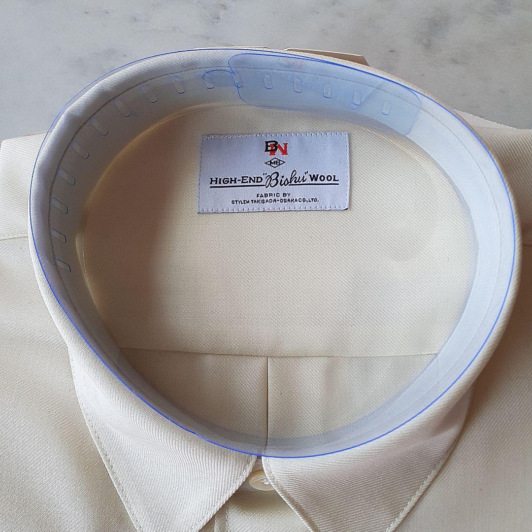 MBハイエンド尾州ウールシャツM オフホワイト、ブラック2枚セット