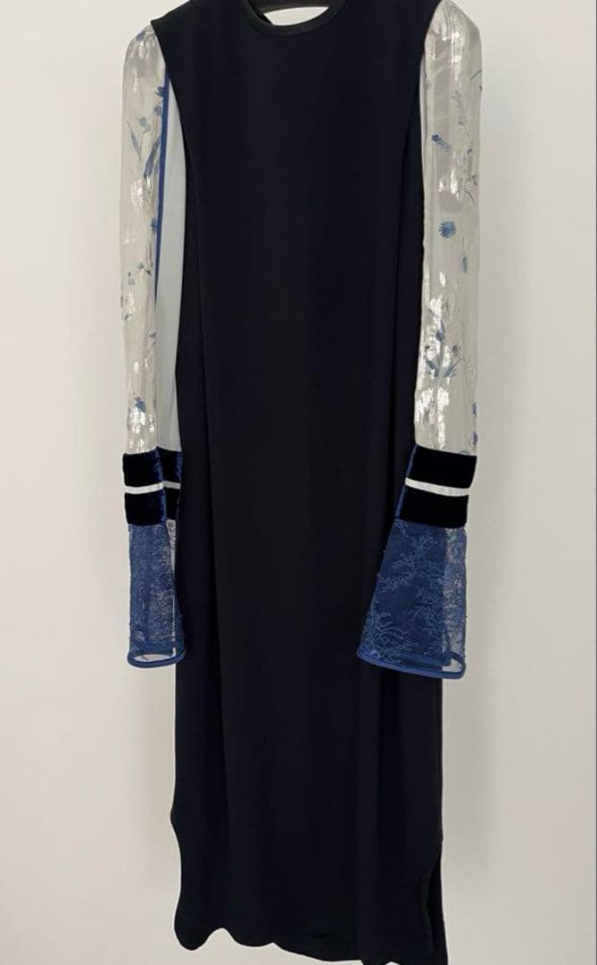 と*ん様 i*i様 マメクロゴウチ シルクラメドレス サイズ2 ネイビー