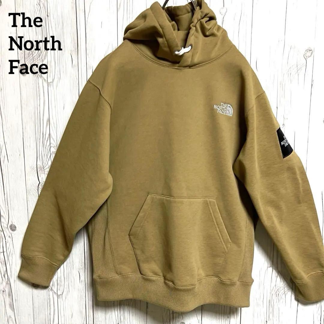 売切人気モデル◆ノースフェイル　スウェットパーカーMカーキ　スクエアロゴフーディ