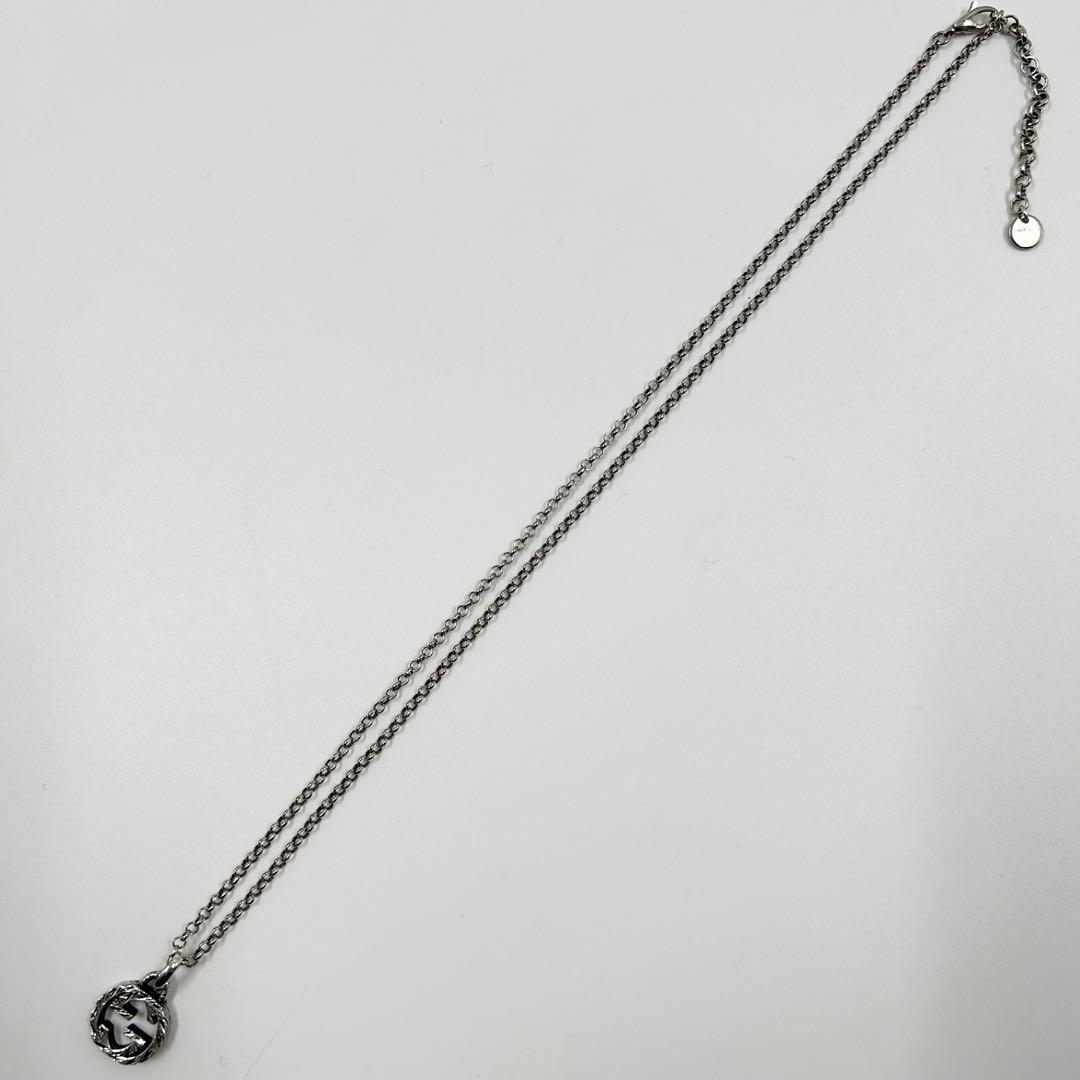 美品✨　グッチ　ネックレス　アラベスク　インターロッキング　GG シルバー