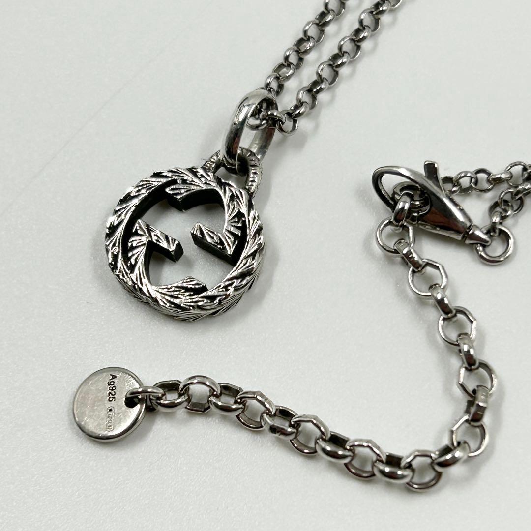 美品✨　グッチ　ネックレス　アラベスク　インターロッキング　GG シルバー