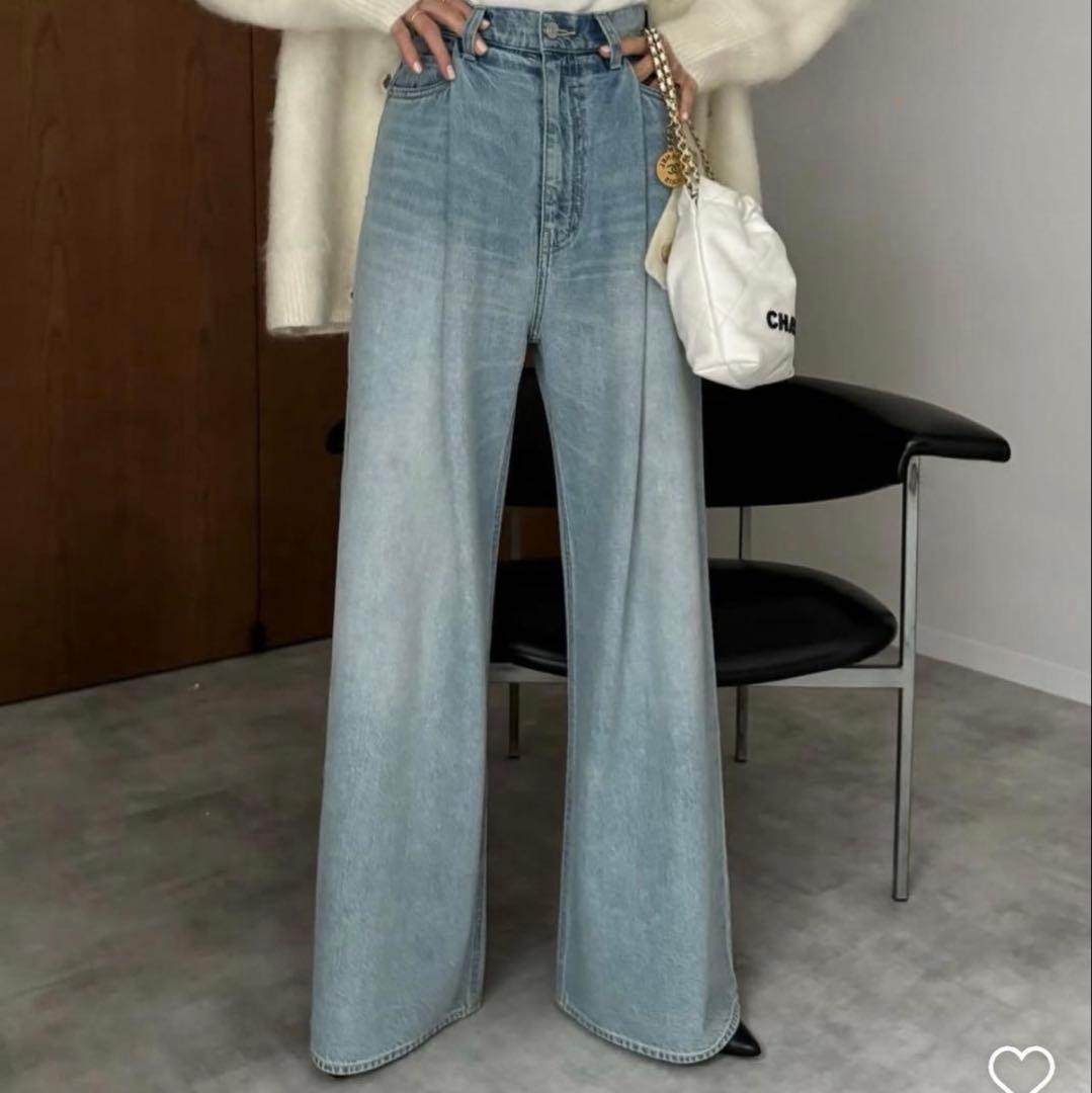 美品 CLANE Suzu Hirose デニムパンツ 1 タックワイドデニム