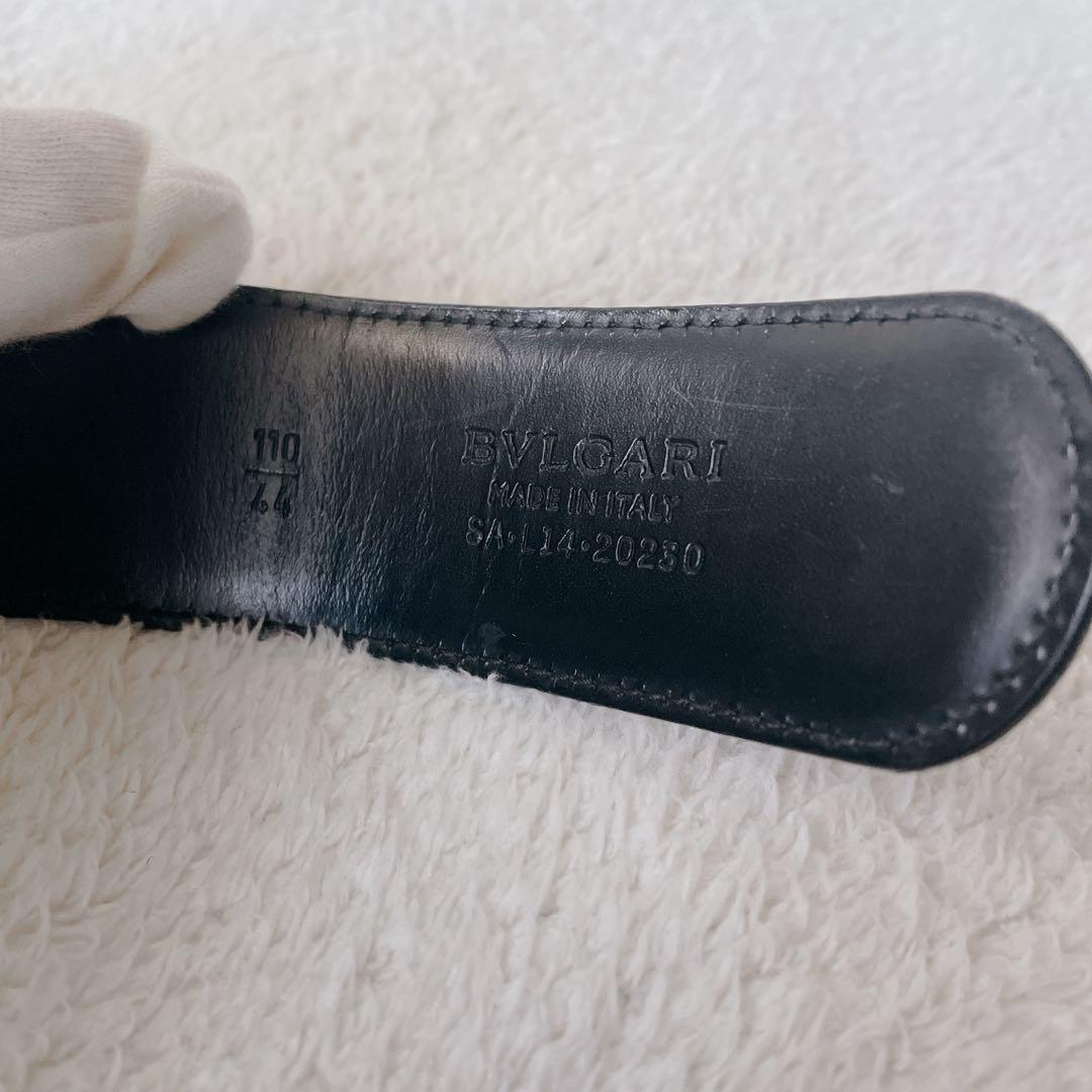 BVLGARI ブルガリ サークルロゴ レザーベルト ブラック 黒　刻印　革
