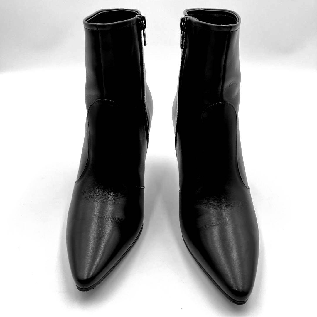 【m】ペリーコ レザー ショートブーツ 黒 36 サイドジップ イタリア製