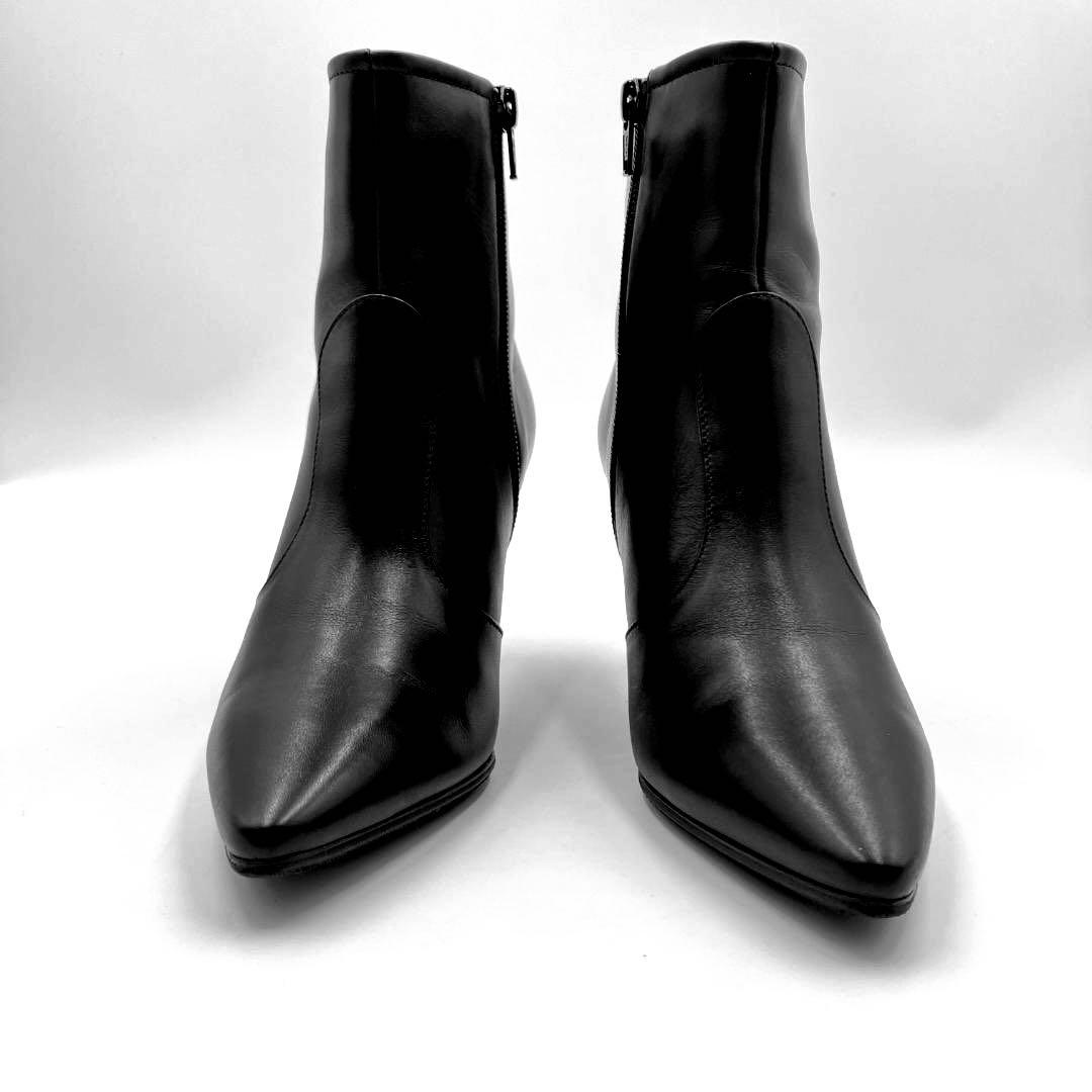 【m】ペリーコ レザー ショートブーツ 黒 36 サイドジップ イタリア製