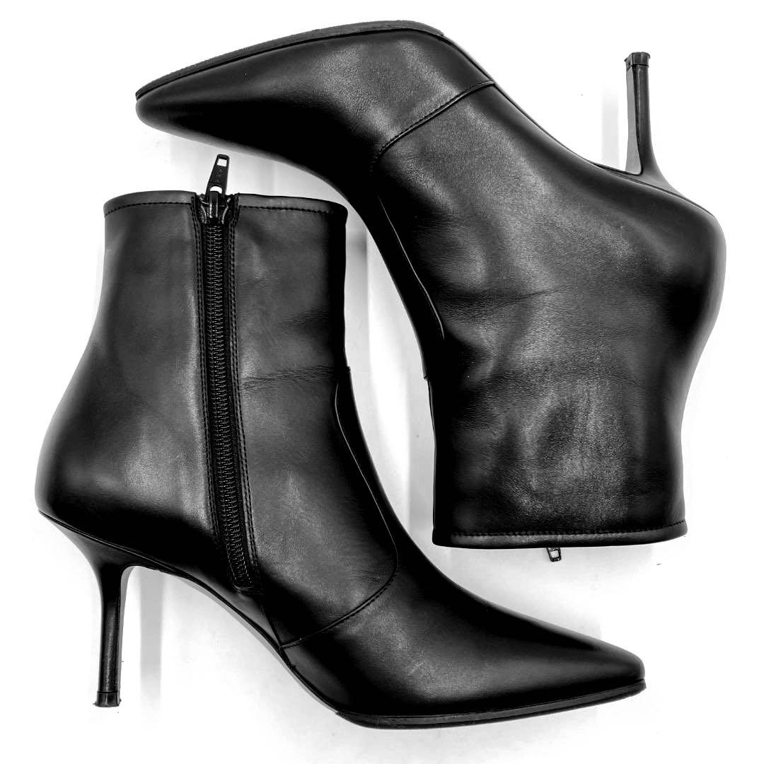 【m】ペリーコ レザー ショートブーツ 黒 36 サイドジップ イタリア製