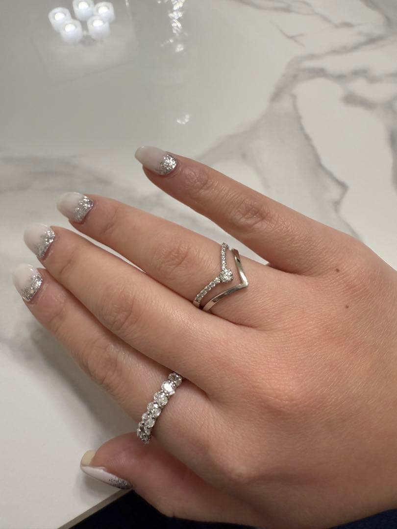 Pt 950 V字デザインリング 0.25ct #12