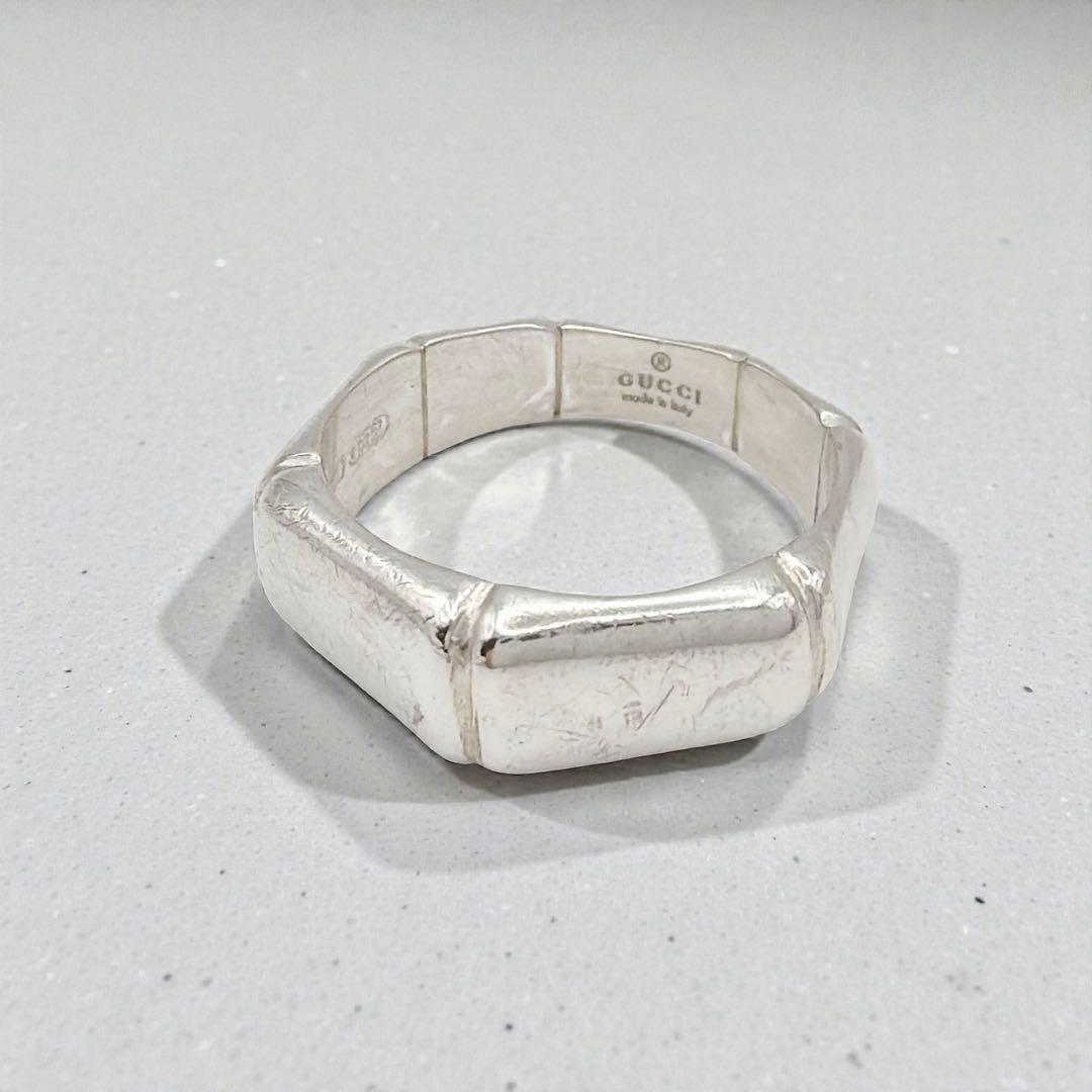 GUCCI オールドグッチ バンブーリング ロゴ刻印 シルバー925
