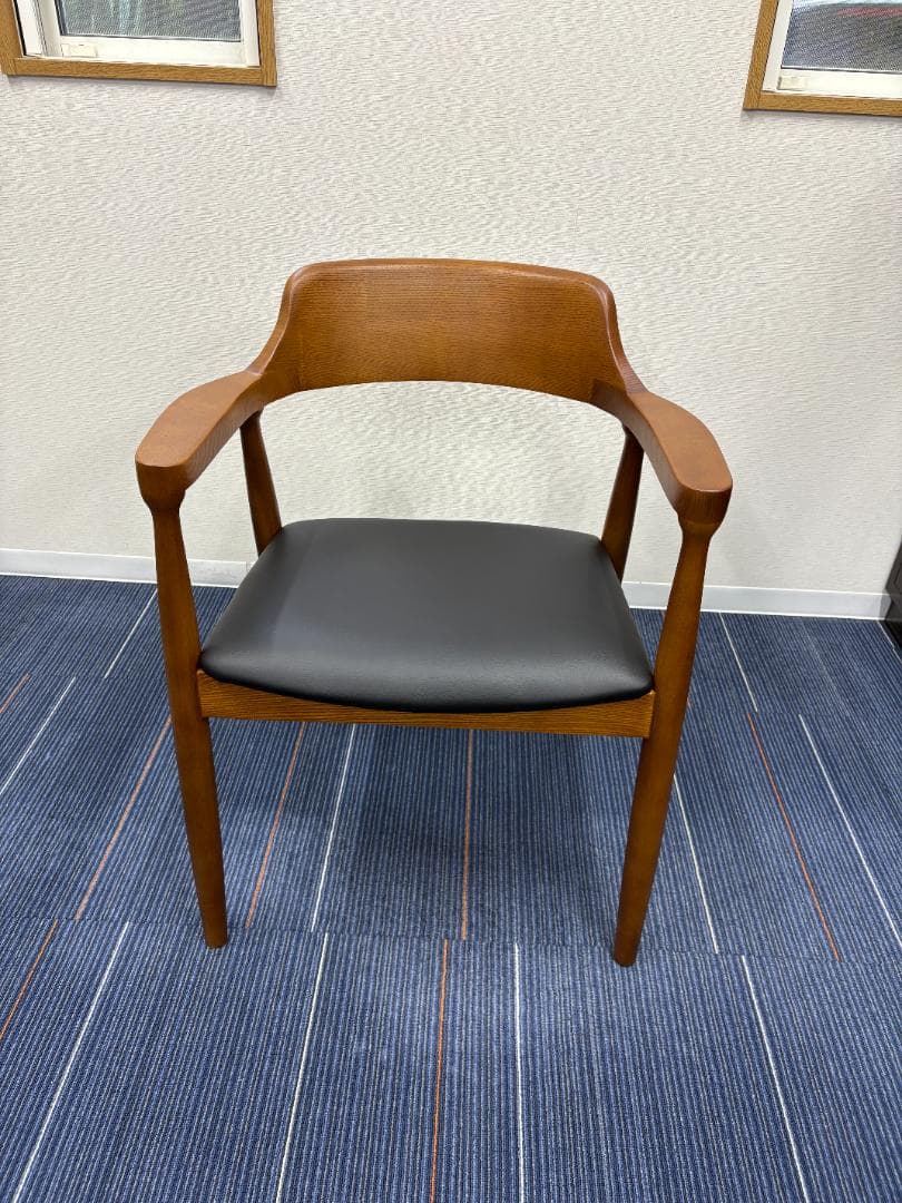 ブラウン アームチェア ダイニングチェア（２脚セット）