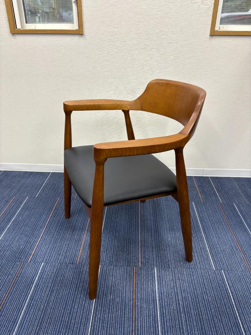 ブラウン アームチェア ダイニングチェア（２脚セット）