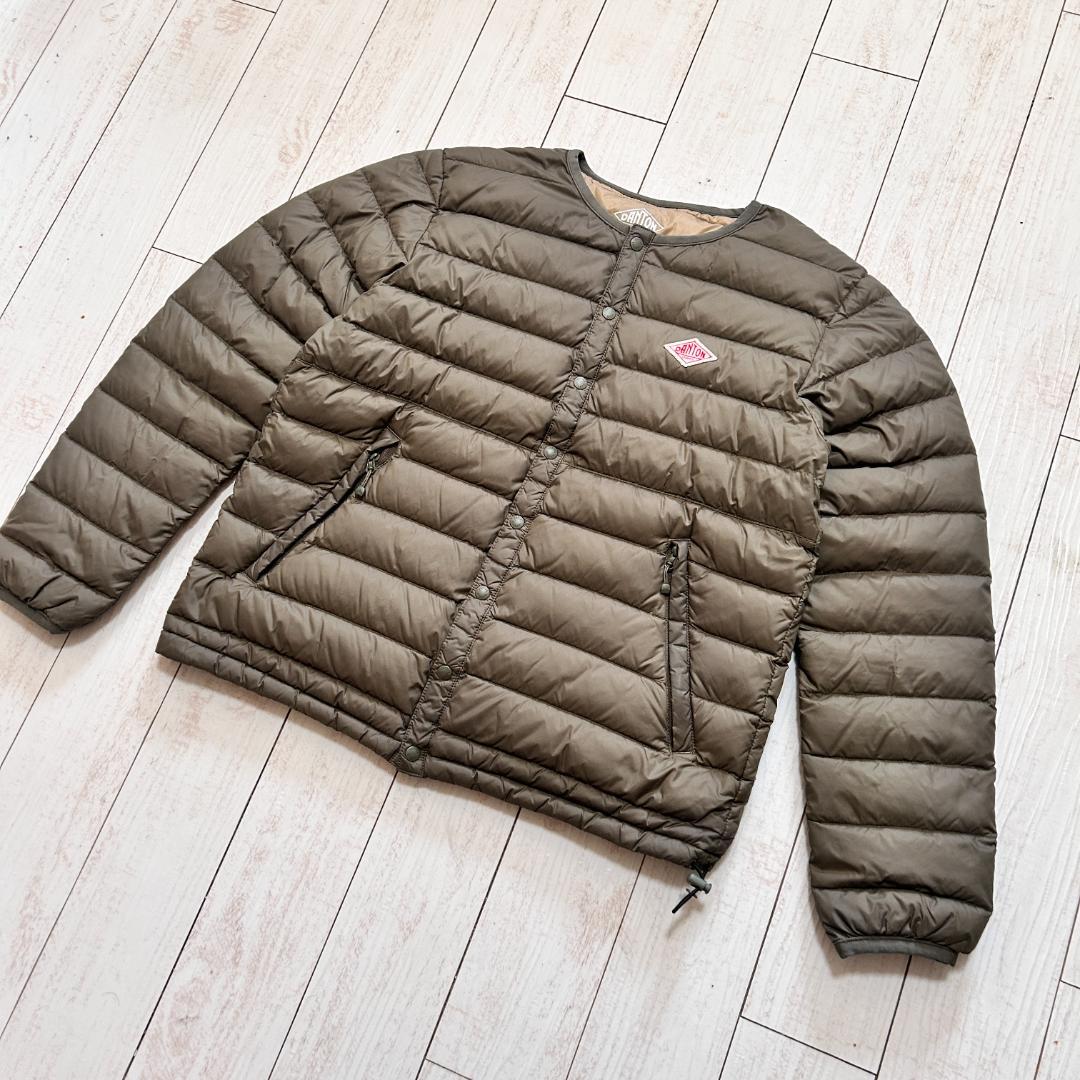 DANTON ダントン クルーネック インナー ダウンジャケット オリーブ 36