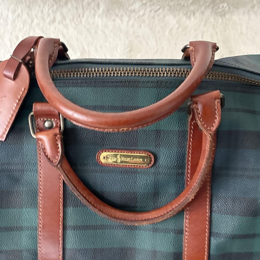 美品】ポロラルフローレン ボストンバッグ 大 2WAY チェック PVCレザー