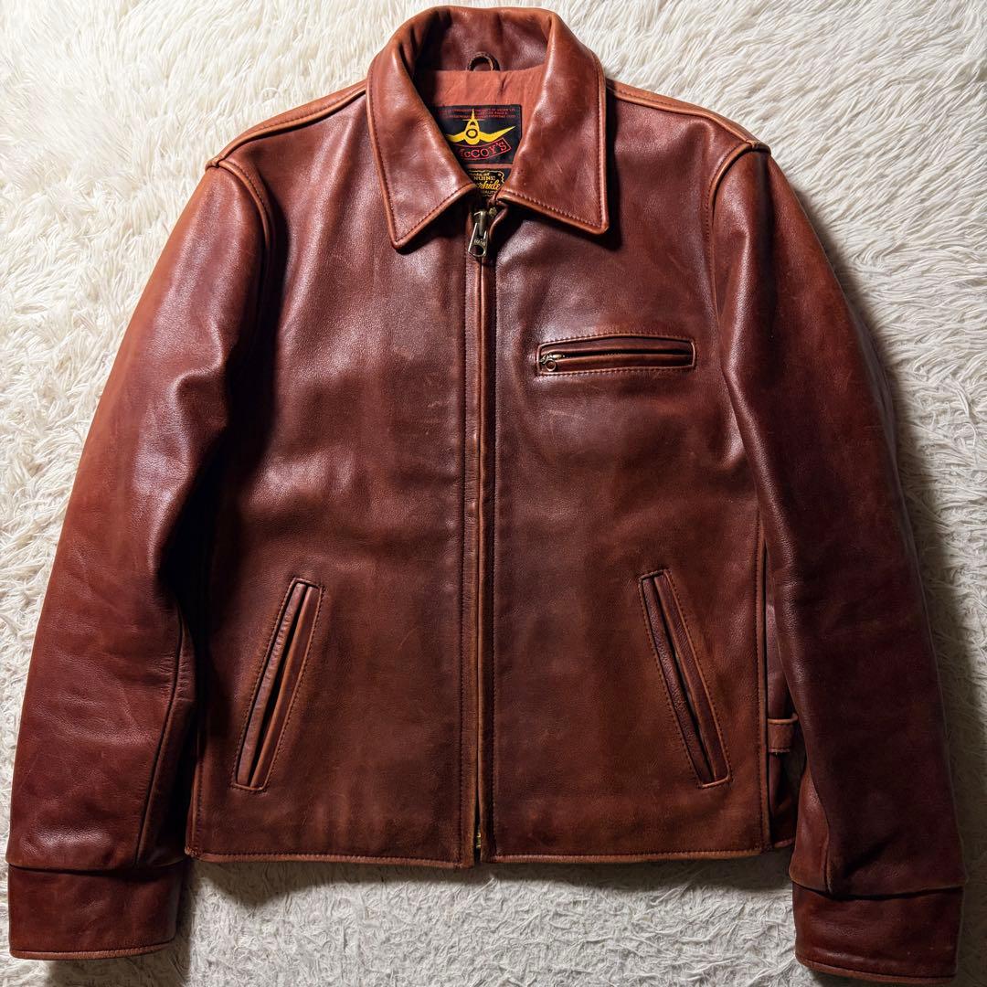【雰囲気抜群】B-McCOY'S ライダースジャケット　ステアハイド　赤茶　40
