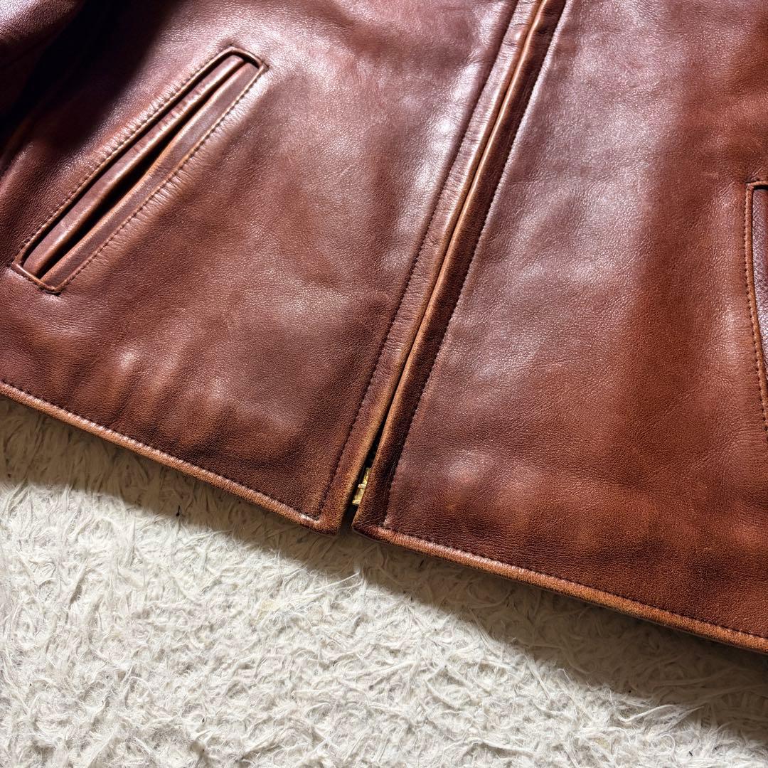 【雰囲気抜群】B-McCOY'S ライダースジャケット　ステアハイド　赤茶　40