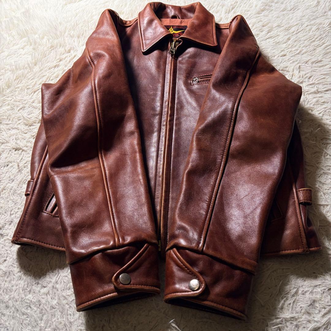 【雰囲気抜群】B-McCOY'S ライダースジャケット　ステアハイド　赤茶　40