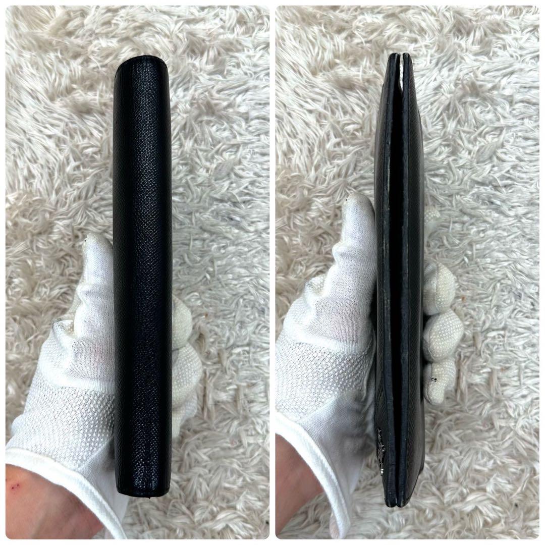 【美品】プラダ 長財布 二つ折り財布 ブラック サフィアーノ