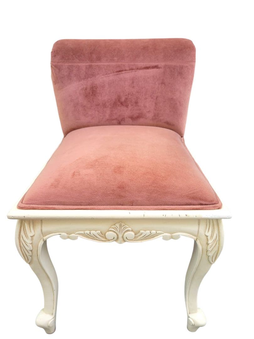 アンティーク調 猫脚チェア ピンクベロア調張地 ロココ調