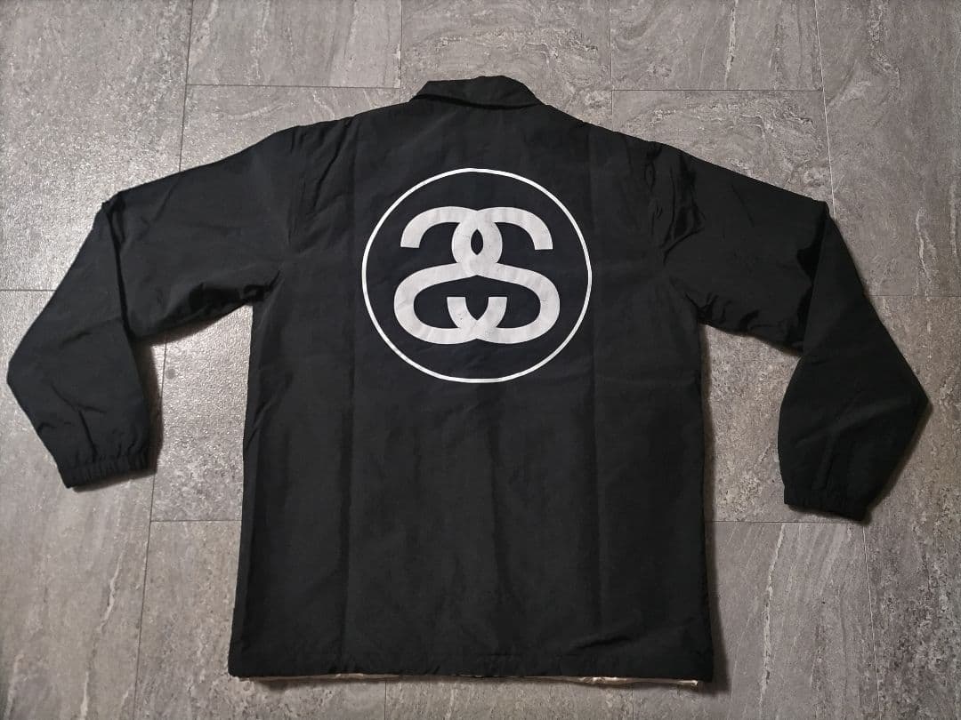 ステューシー　コーチジャケット　中綿　Sリンク　ブラック　黒　レア　キルティング