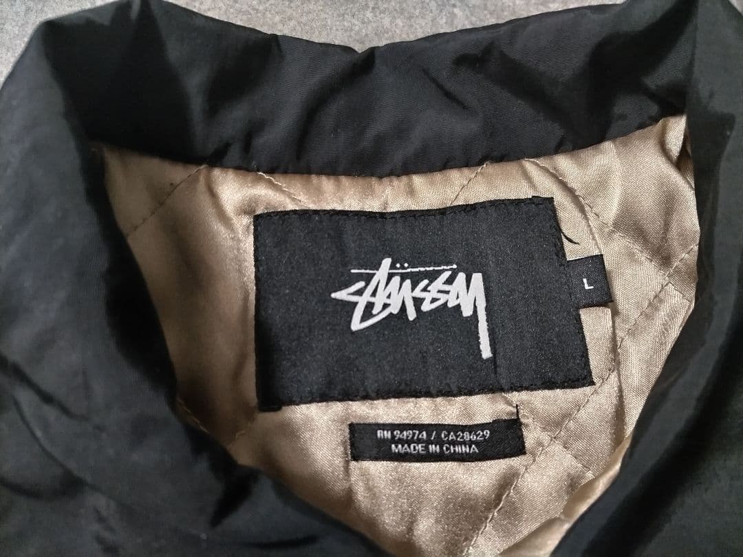 ステューシー　コーチジャケット　中綿　Sリンク　ブラック　黒　レア　キルティング