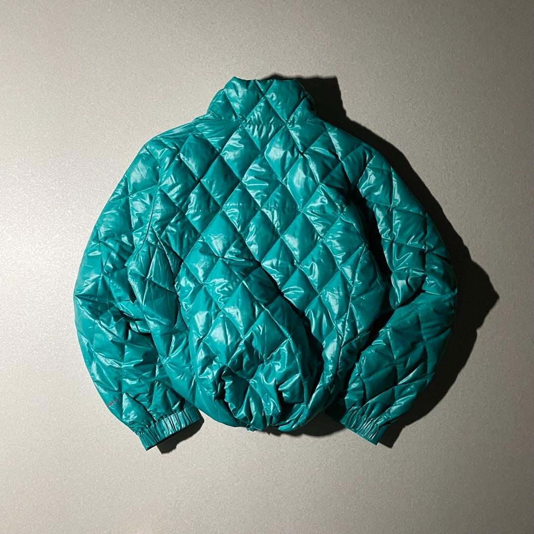 コロンビア　ダイヤキルト　パフダウン　ターコイズ　水色　クレイターレイク　短丈