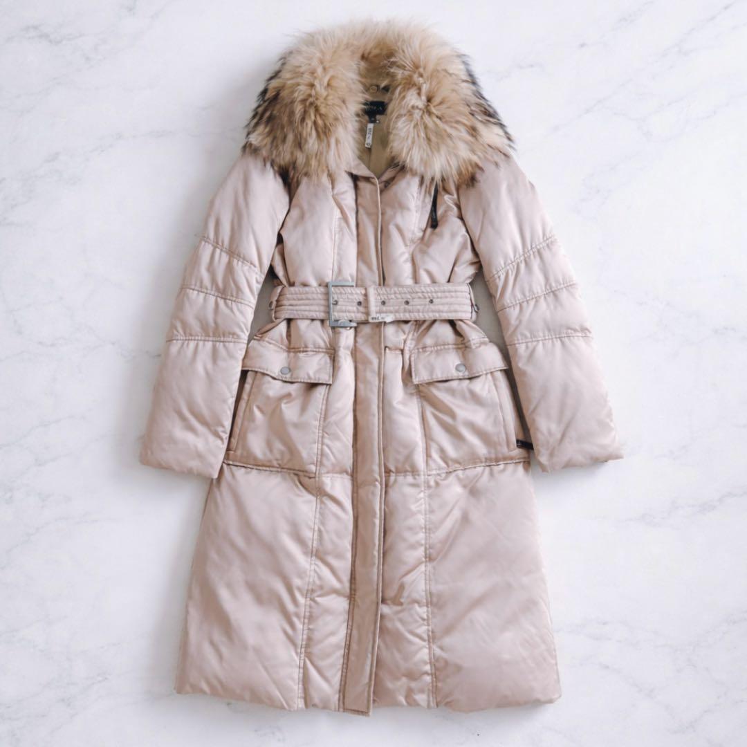 エポカ EPOCA 40 M 光沢ベージュ ファー付きロングダウンコート