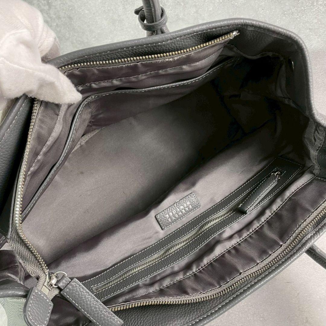 A4収納可●BARNEYS NEW YORK トートバッグ 肩掛 レザー グレー
