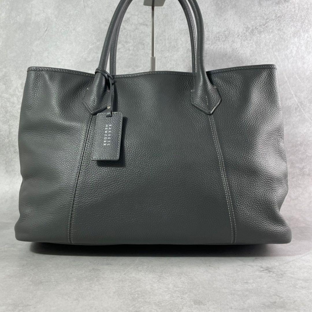 A4収納可●BARNEYS NEW YORK トートバッグ 肩掛 レザー グレー