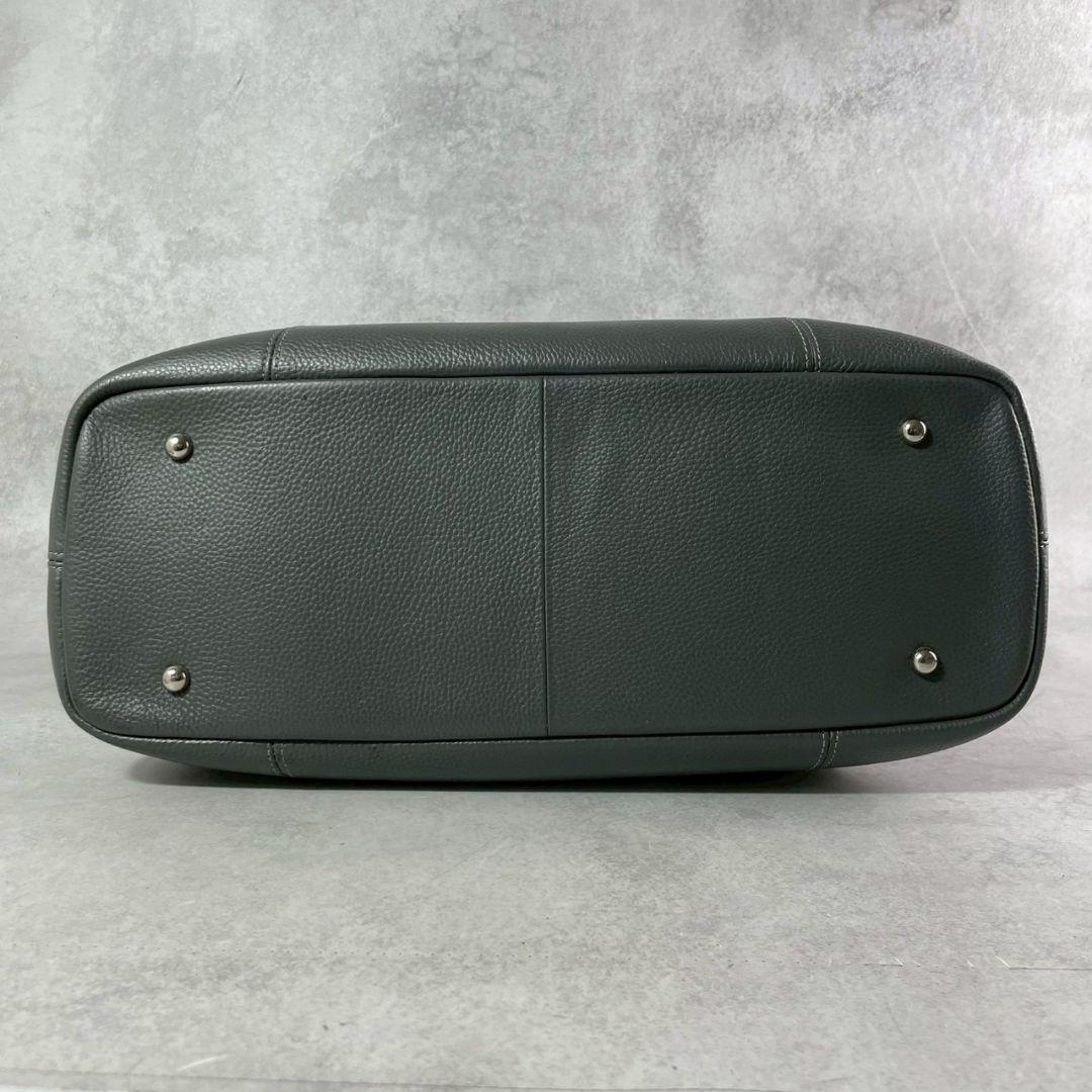 A4収納可●BARNEYS NEW YORK トートバッグ 肩掛 レザー グレー