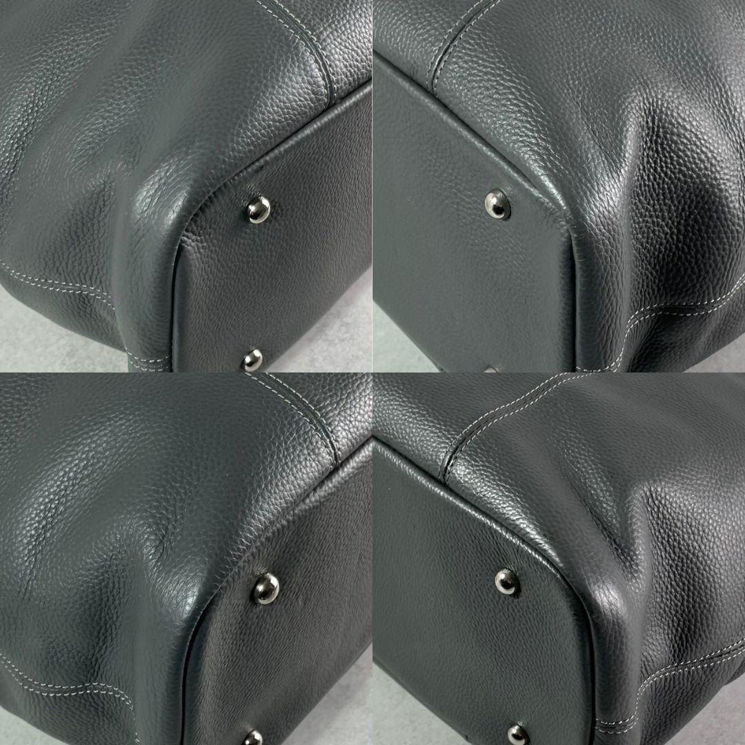 A4収納可●BARNEYS NEW YORK トートバッグ 肩掛 レザー グレー