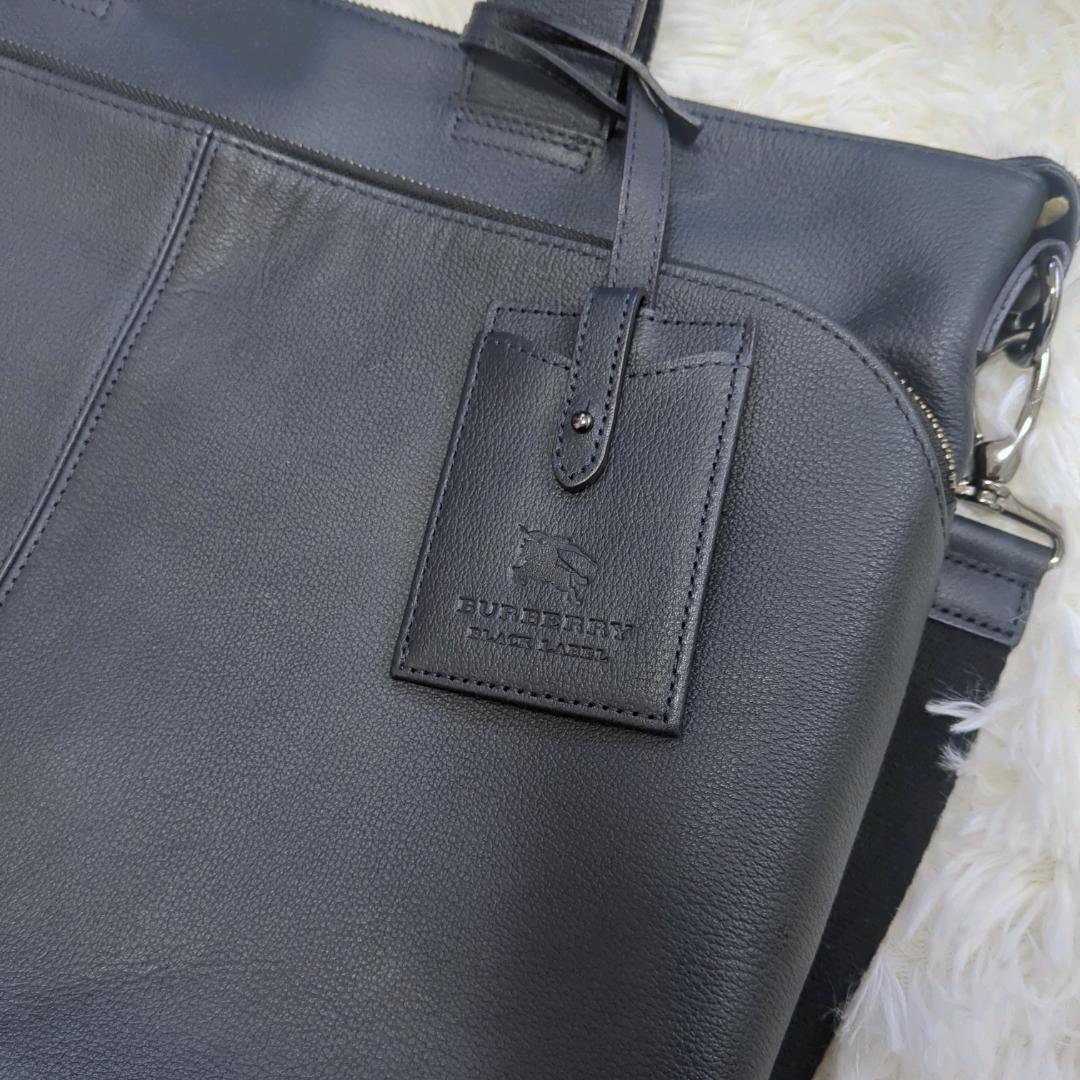 【未使用級】バーバリーブラックレーベル 豪華おまけ付 黒 レザー ビジネスバッグ