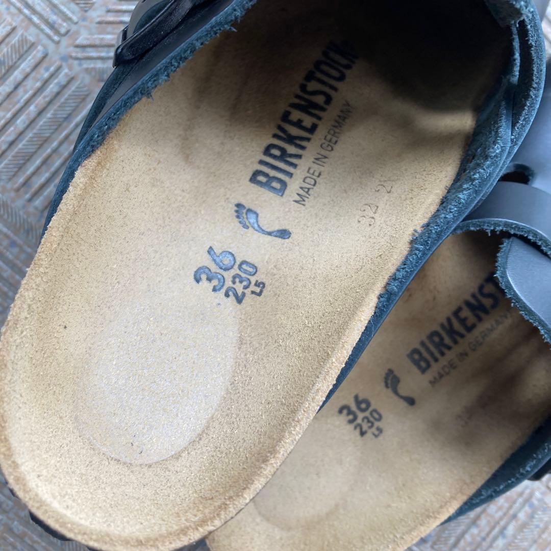 美品 ビルケンシュトック 36 23.0 ボストン サボサンダル レザー 黒