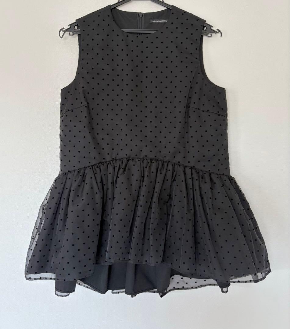 【 最終価格 】ツルバイマリコオイカワ ペプラム ドット チュール トップス