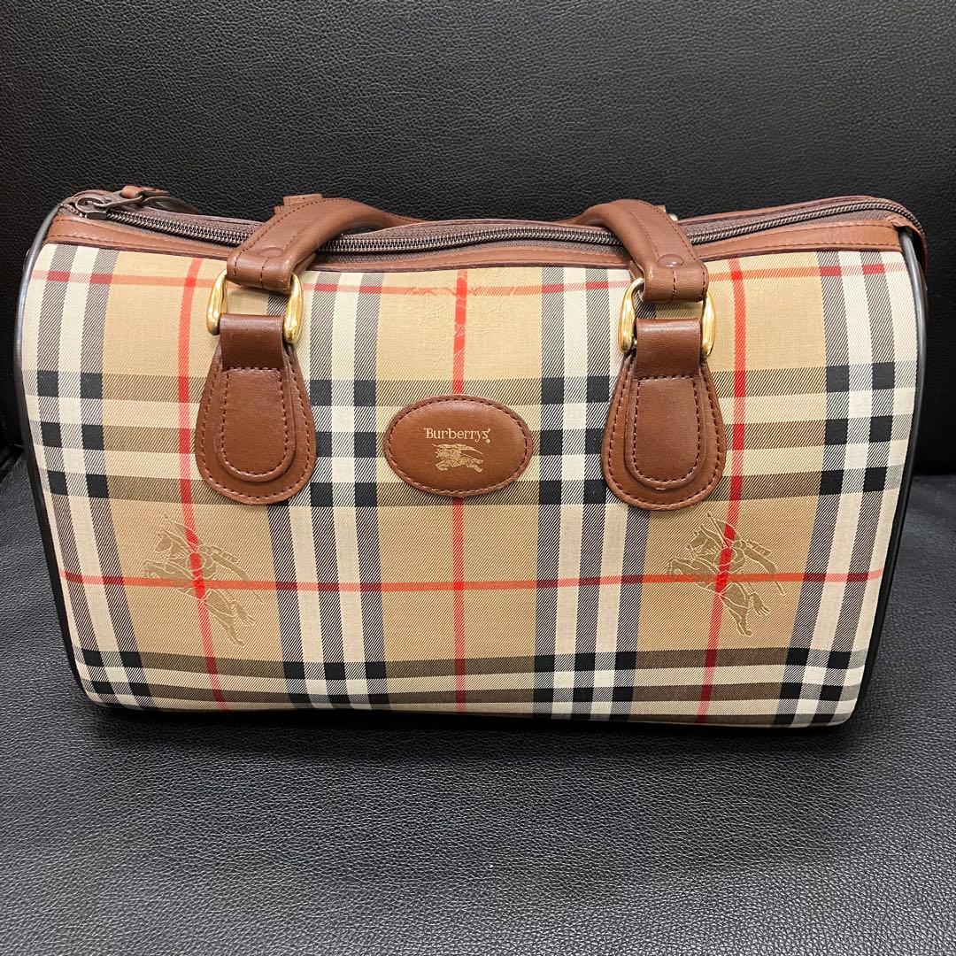 Burberrys バーバリーズ ノバチェック ボストンバッグ PVC×レザー