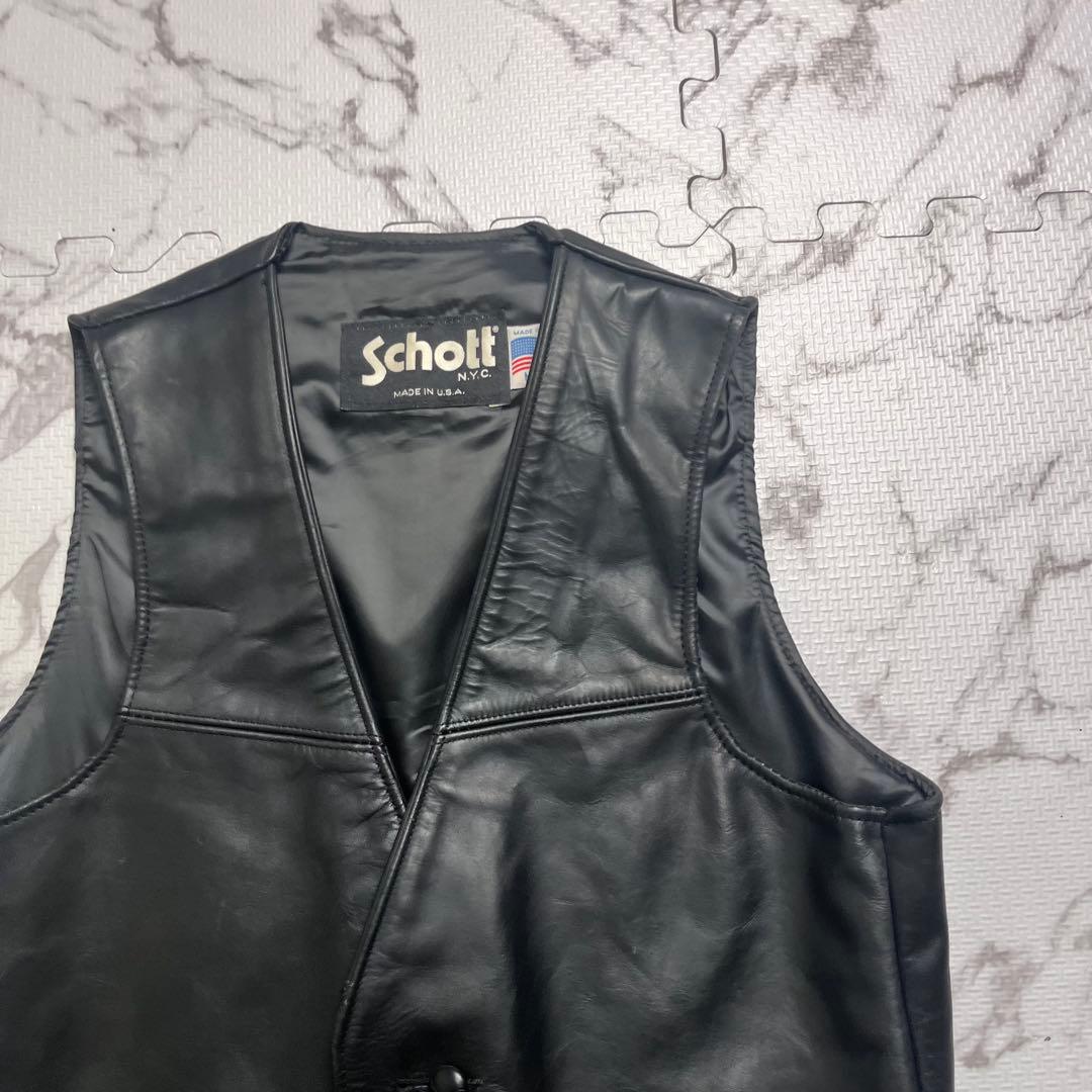 希少✨schott レザージャケット　ベスト 牛革 ブラック Msize