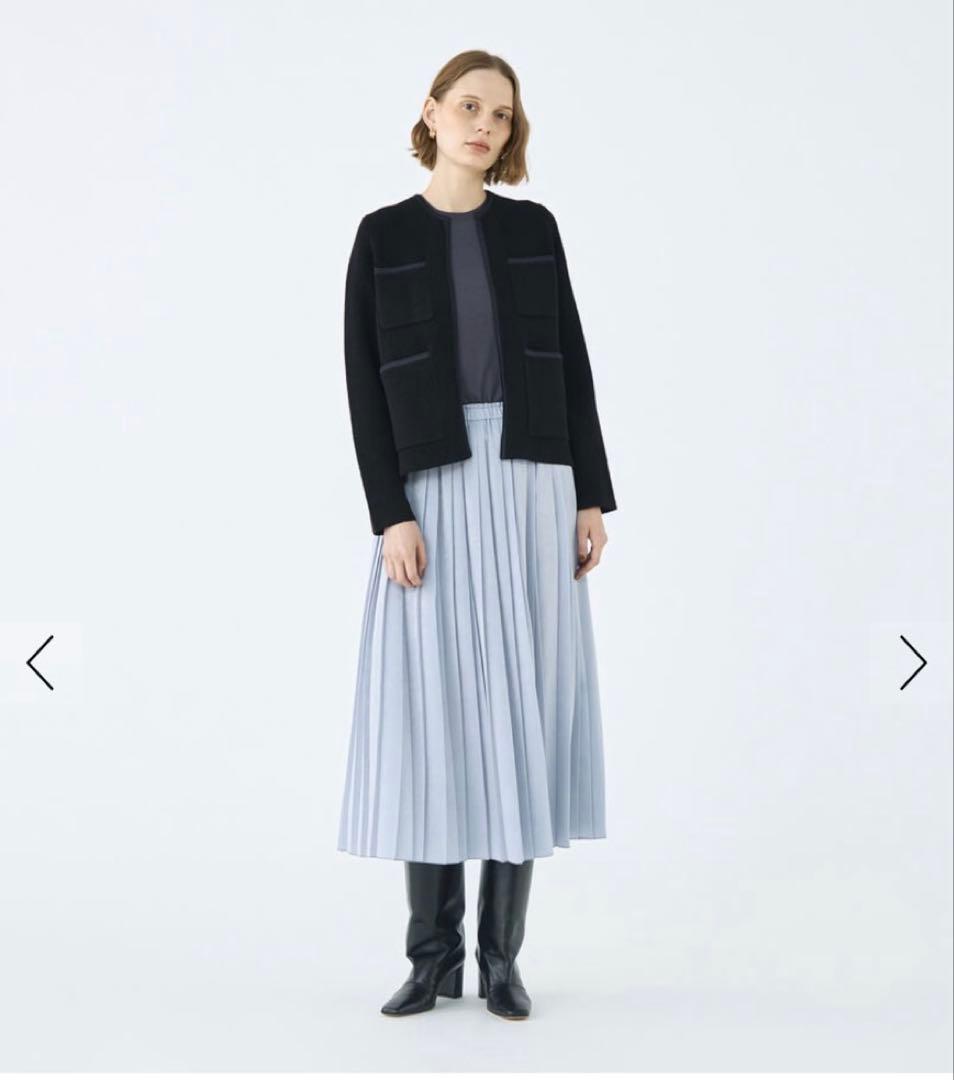 Ballsey ウールナイロンブークレー フロントオープンカーディガン グレー