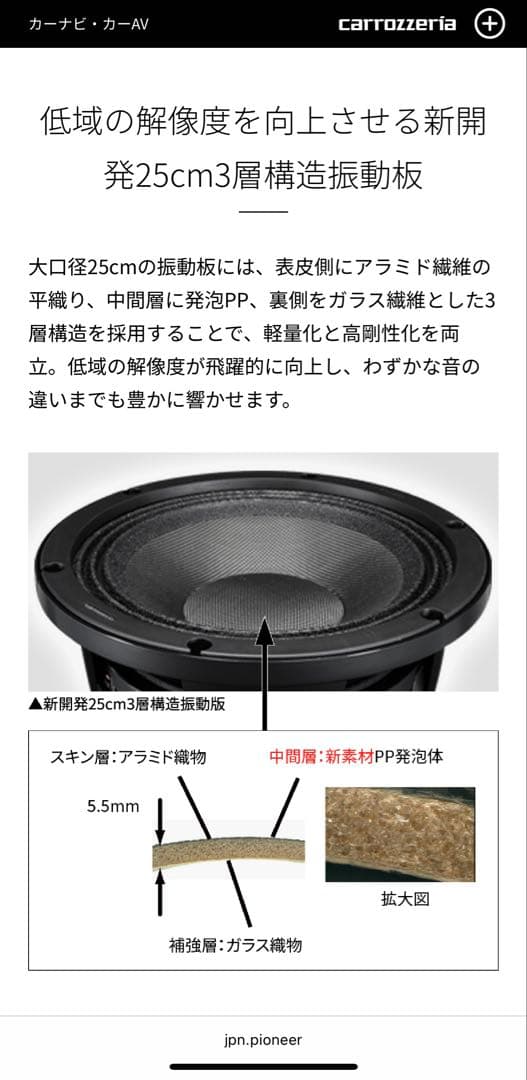 Carrozzeria TS-W252PRS サブウーファー