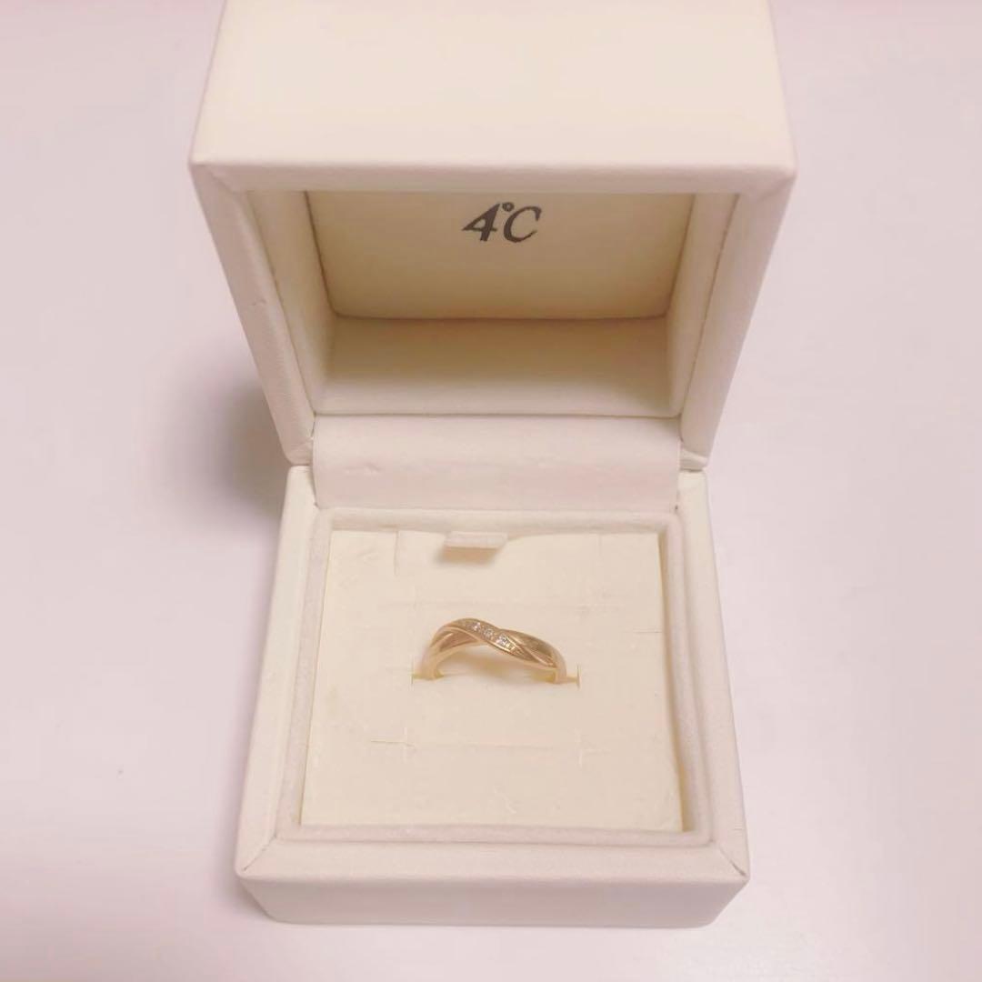 【即日発送】4℃ ヨンドシー K18PG 18金ピンクゴールド ウェーブ 4号