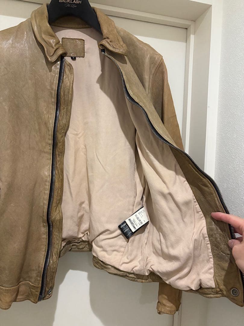 バックラッシュBACKLASHドイツカーフナチュラル製品染めレザーブルゾンL