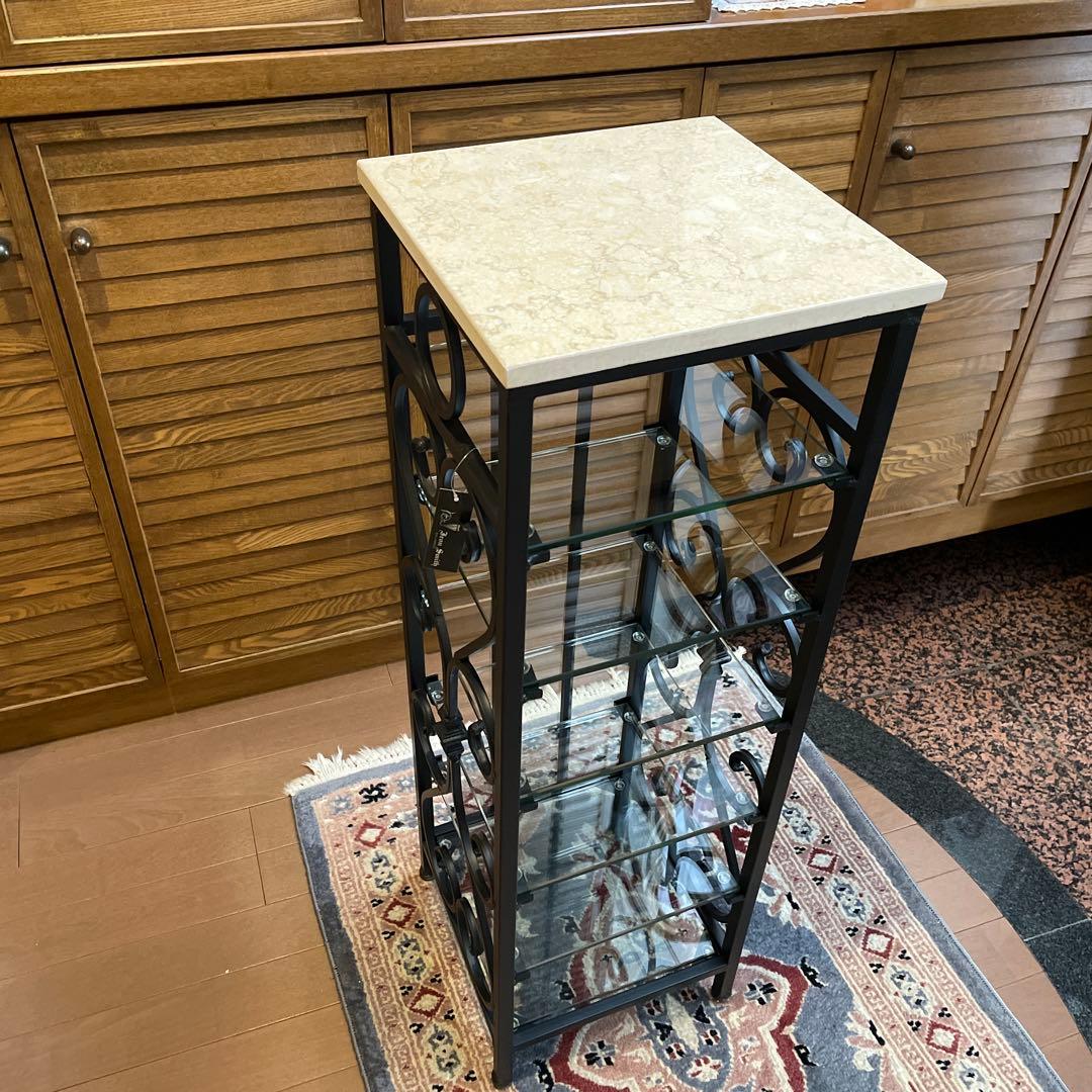 アンティーク調　天板大理石 スリッパラック