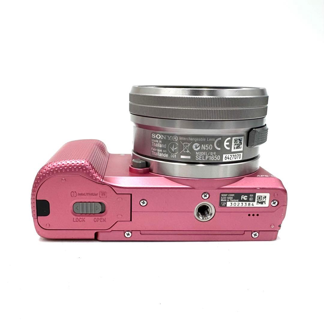 美品 Sony ソニー α5000 SELP1650 パワーズームキット ピンク
