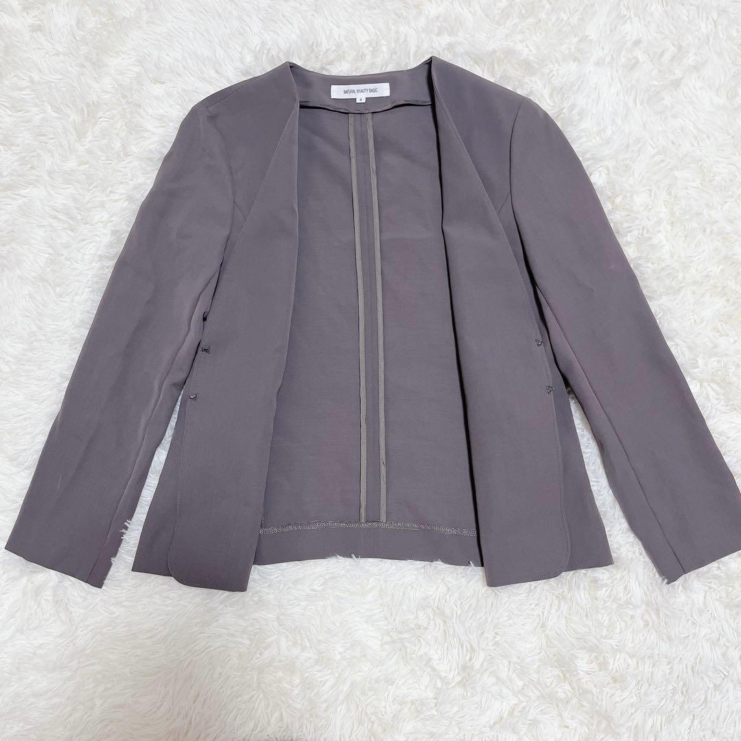 ナチュラルビューティーベーシック　ノーカラースーツセットアップ　S 洗える