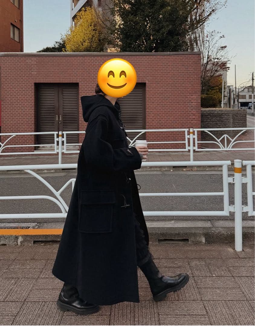 モンゴメリー イエナ別注 140sパイル ロングダッフルコート　黒