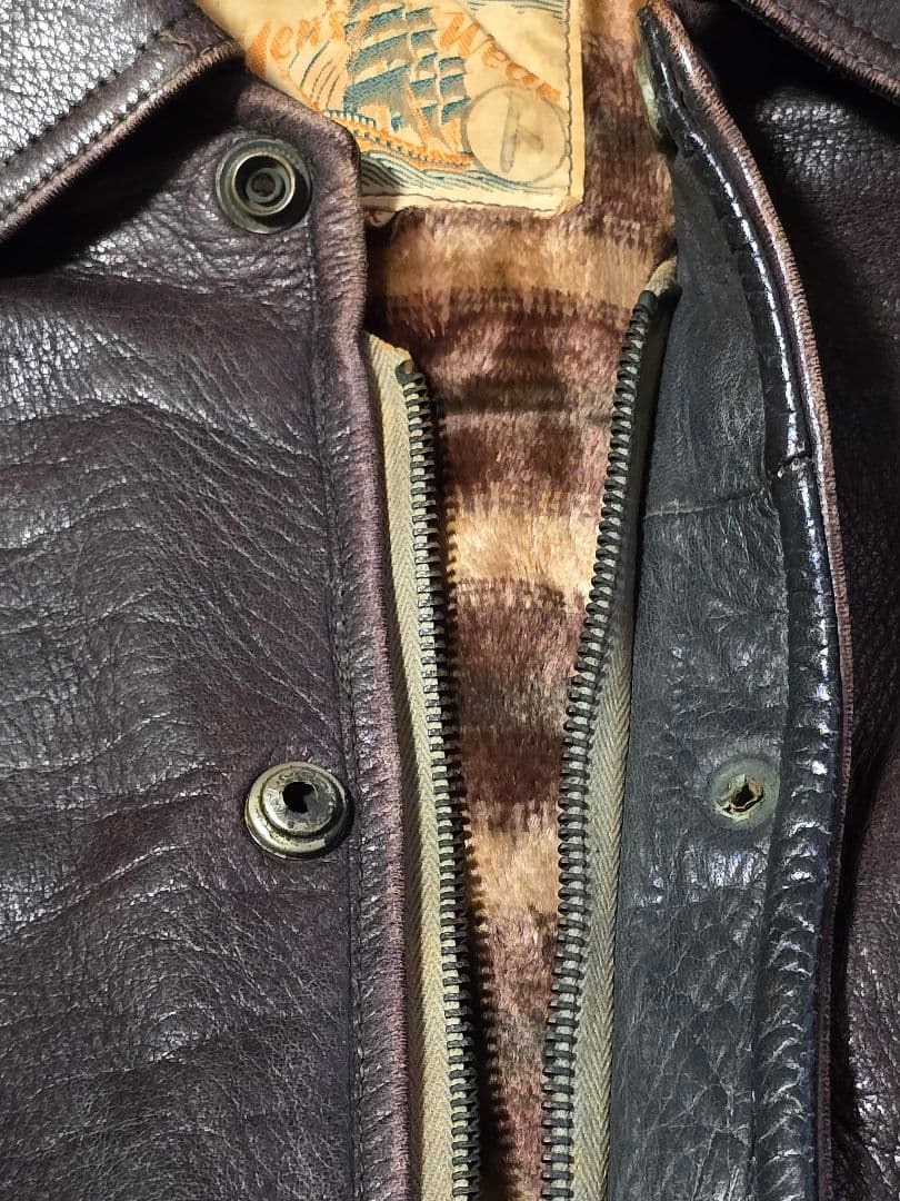 レ*ン様 60s国産ヴィンテージ.レザージャケット.ジャパン.日本製.M.茶色