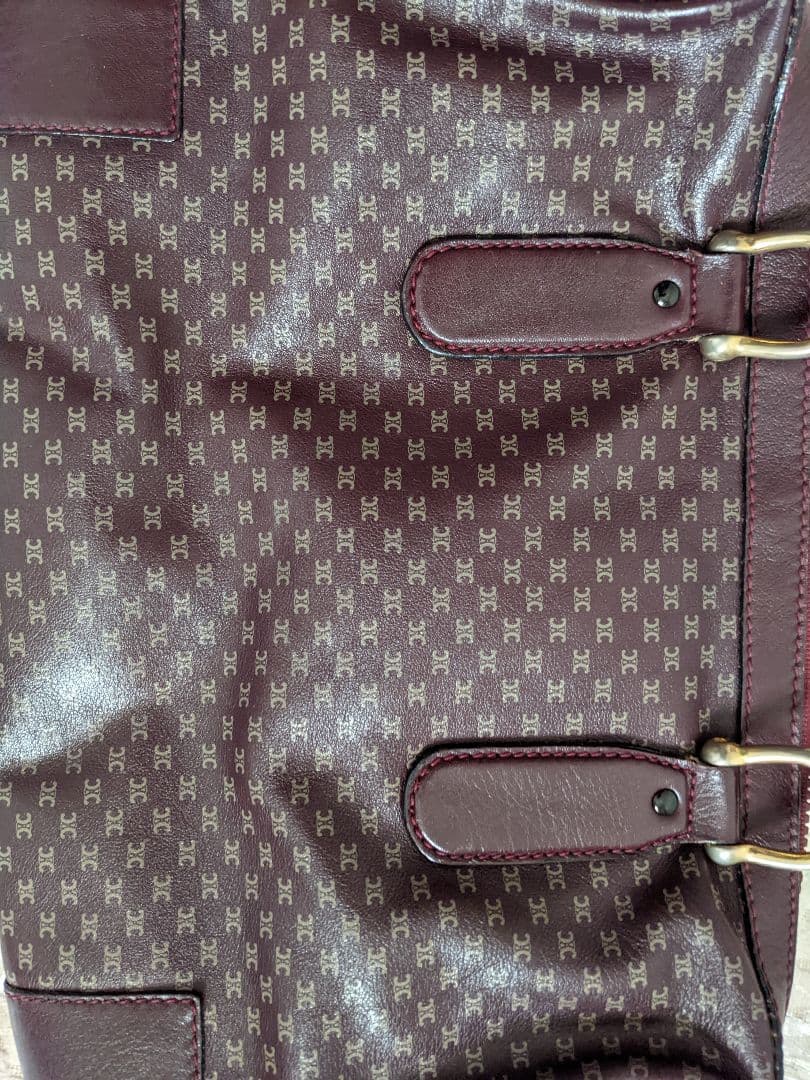 [即購入可能]セリーヌ ハンドバッグ マカダム柄 レザー ボルドー系