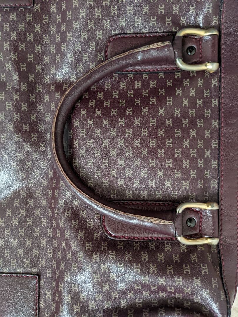 [即購入可能]セリーヌ ハンドバッグ マカダム柄 レザー ボルドー系