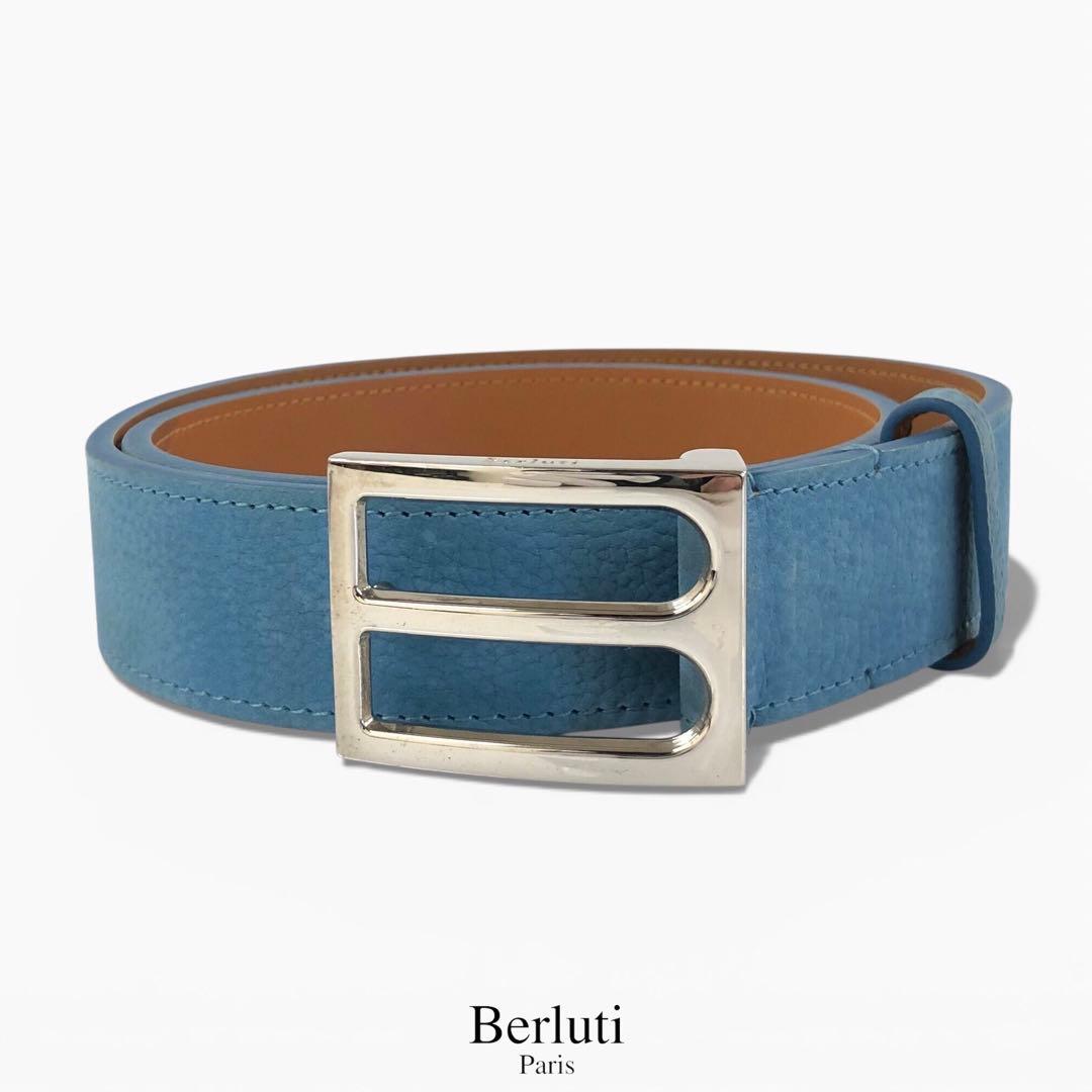Berluti ベルルッティレザーベルト 水色系
