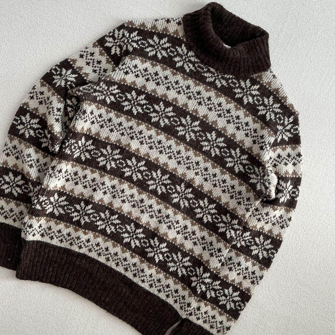 ノルウェー製　ノルディックニット　毛100 大きめ　カジュアル　きれいめ　モード