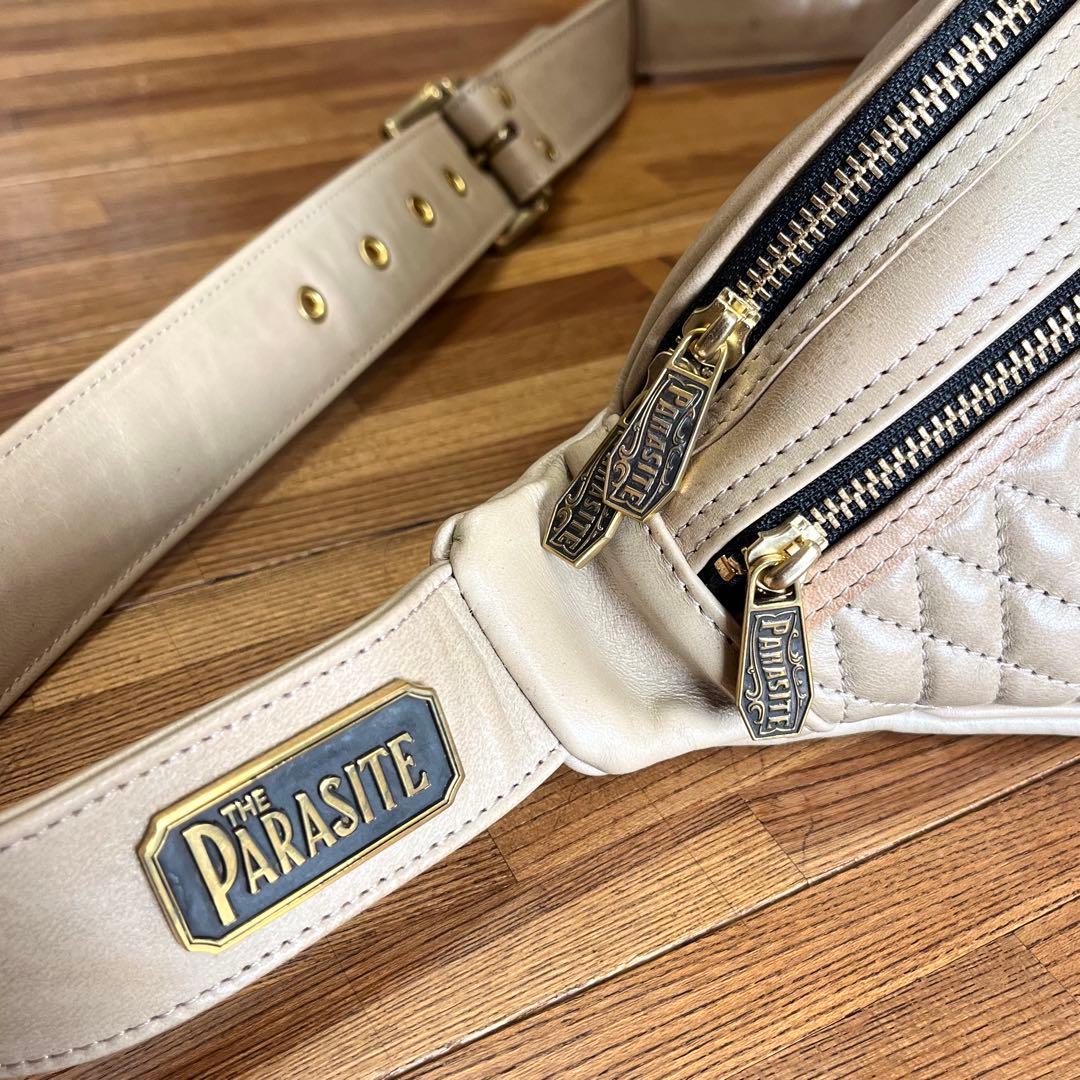 【未使用】PARASITE 本革 キルティングレザーボディバッグ ベージュ