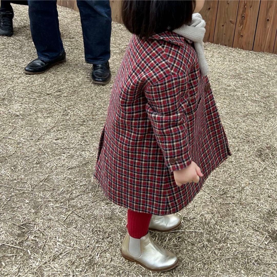 まとめ割⭐︎CARAMEL 3Y 98cm ウールコート　チェック　クリーニング済