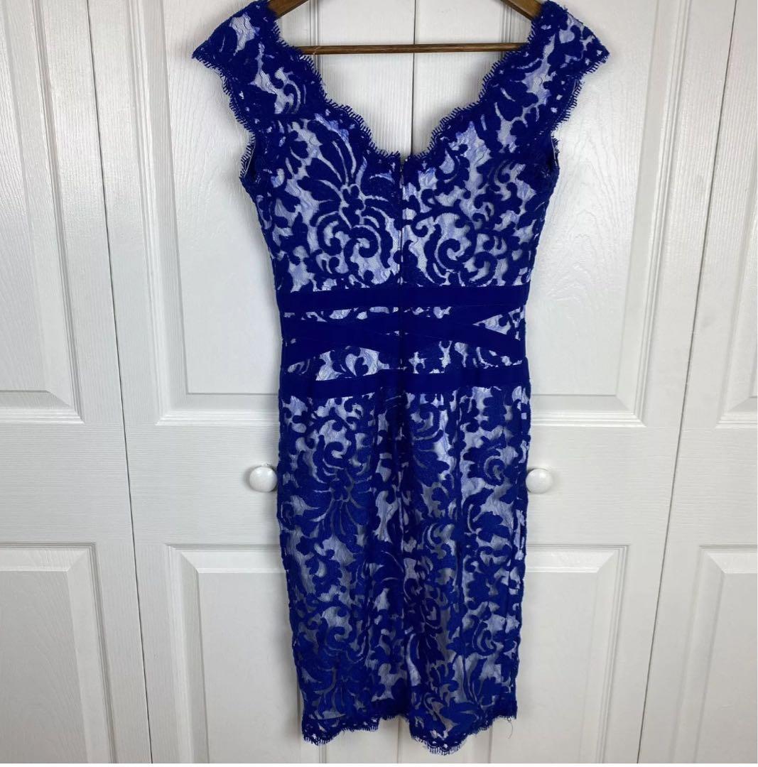 ブルー×ホワイトレースワンピース